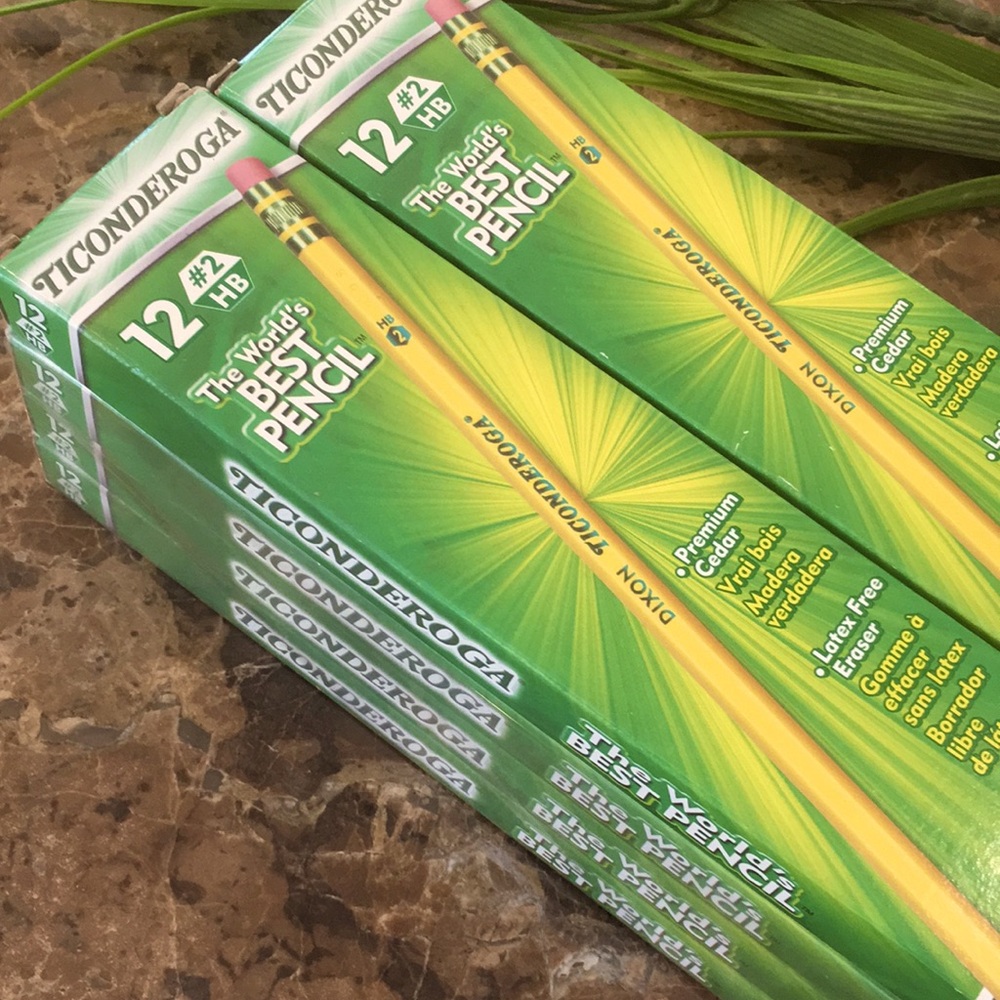 New! Ticonderoga Wood Cased #2 HB Soft Pencils Yellow 96 Count Latex Free Eraser